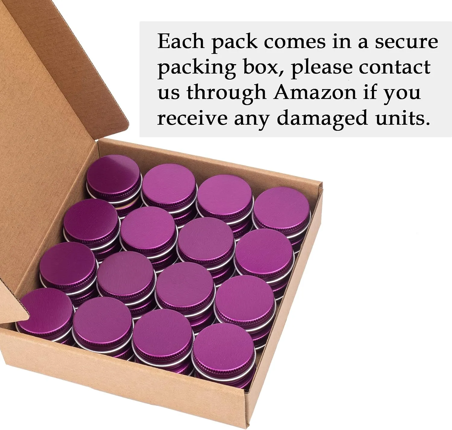 0.5 oz Screw Top Aluminum Tin Jar with Screw Lid and Blank Labels (Purple - Pack of 32)