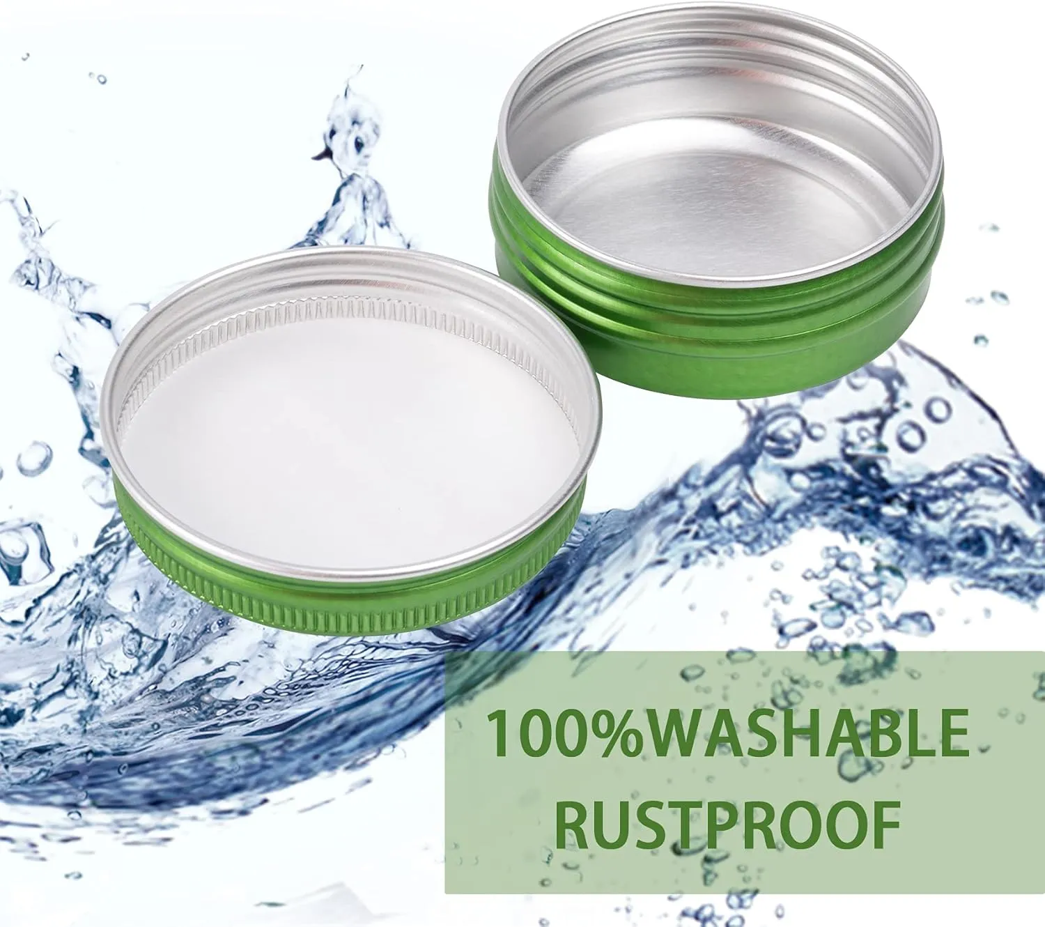 1 oz / 30ml Screw Top Aluminum Tin Jar with Screw Lid and Blank Labels (Green - Pack of 32)