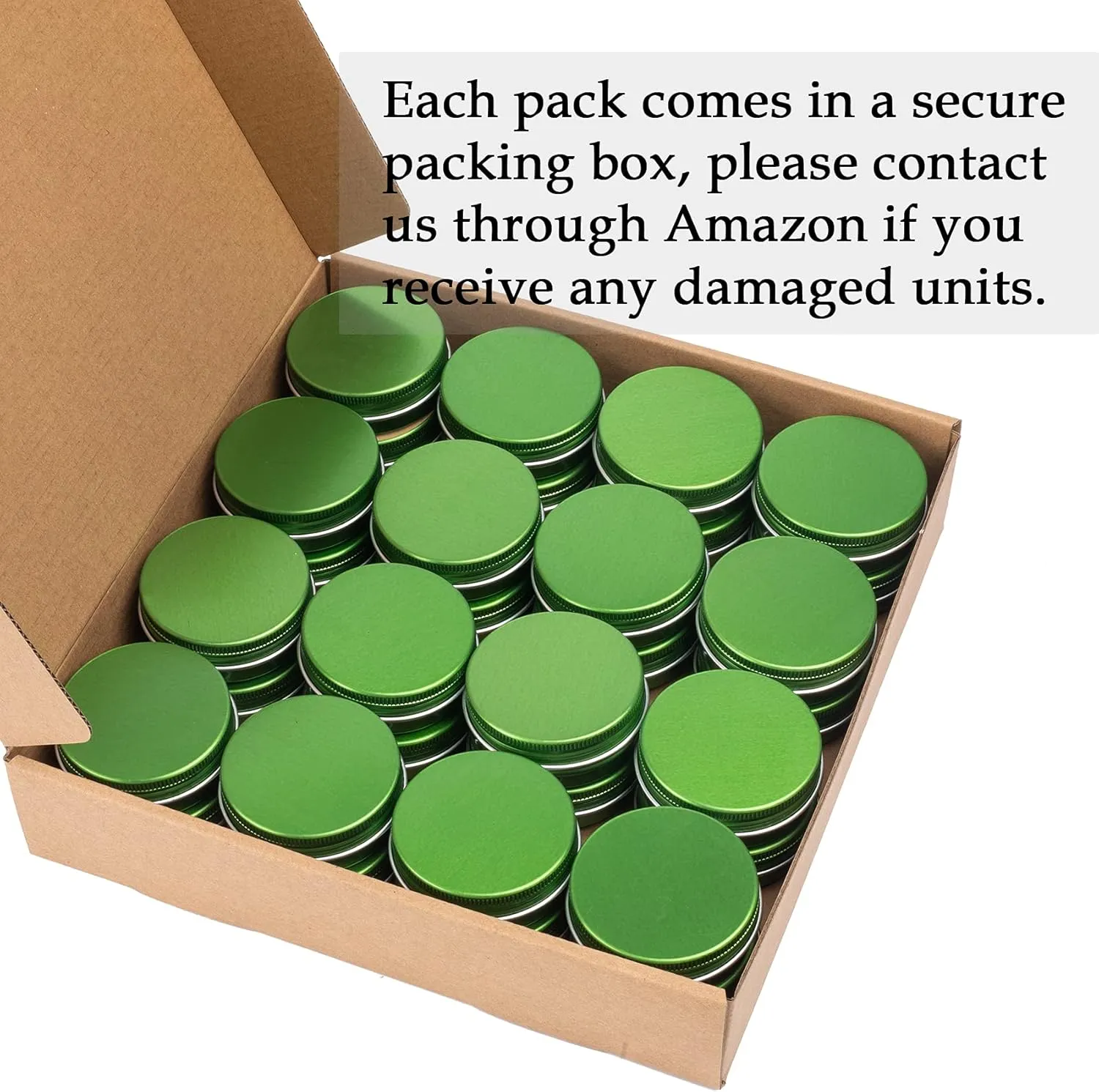 1 oz / 30ml Screw Top Aluminum Tin Jar with Screw Lid and Blank Labels (Green - Pack of 32)