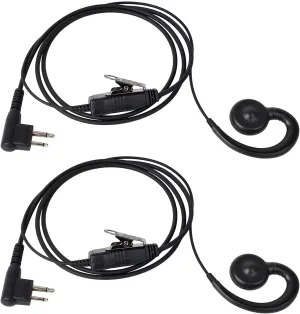 1-Wire C-Hook Swivel Earpiece with in-line Microphone and PTT,for Motorola CP185 CP200 CP200D BPR40 CLS1410 RDV5100（2 Packs）