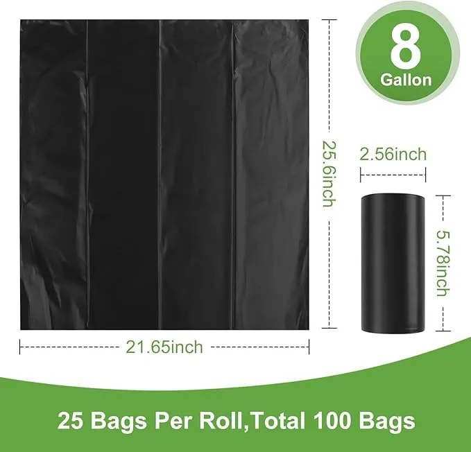100 Portable Toilet Bags, Drawstring Biodegradable Camping Potty Bags 8 Gallon Waste Bags for 5-8 Gallon Bucket Toilet Adults Outdoor Camping Car