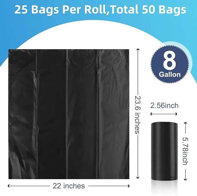 100 Portable Toilet Bags, Drawstring Biodegradable Camping Potty Bags 8 Gallon Waste Bags for 5-8 Gallon Bucket Toilet Adults Outdoor Camping Car