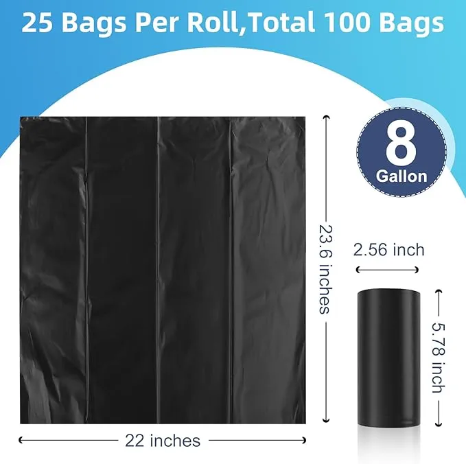 100 Portable Toilet Bags, Drawstring Biodegradable Camping Potty Bags 8 Gallon Waste Bags for 5-8 Gallon Bucket Toilet Adults Outdoor Camping Car