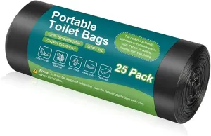 100 Portable Toilet Bags, Drawstring Biodegradable Camping Potty Bags 8 Gallon Waste Bags for 5-8 Gallon Bucket Toilet Adults Outdoor Camping Car