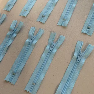 10pc Light Blue YKK nylon zipper