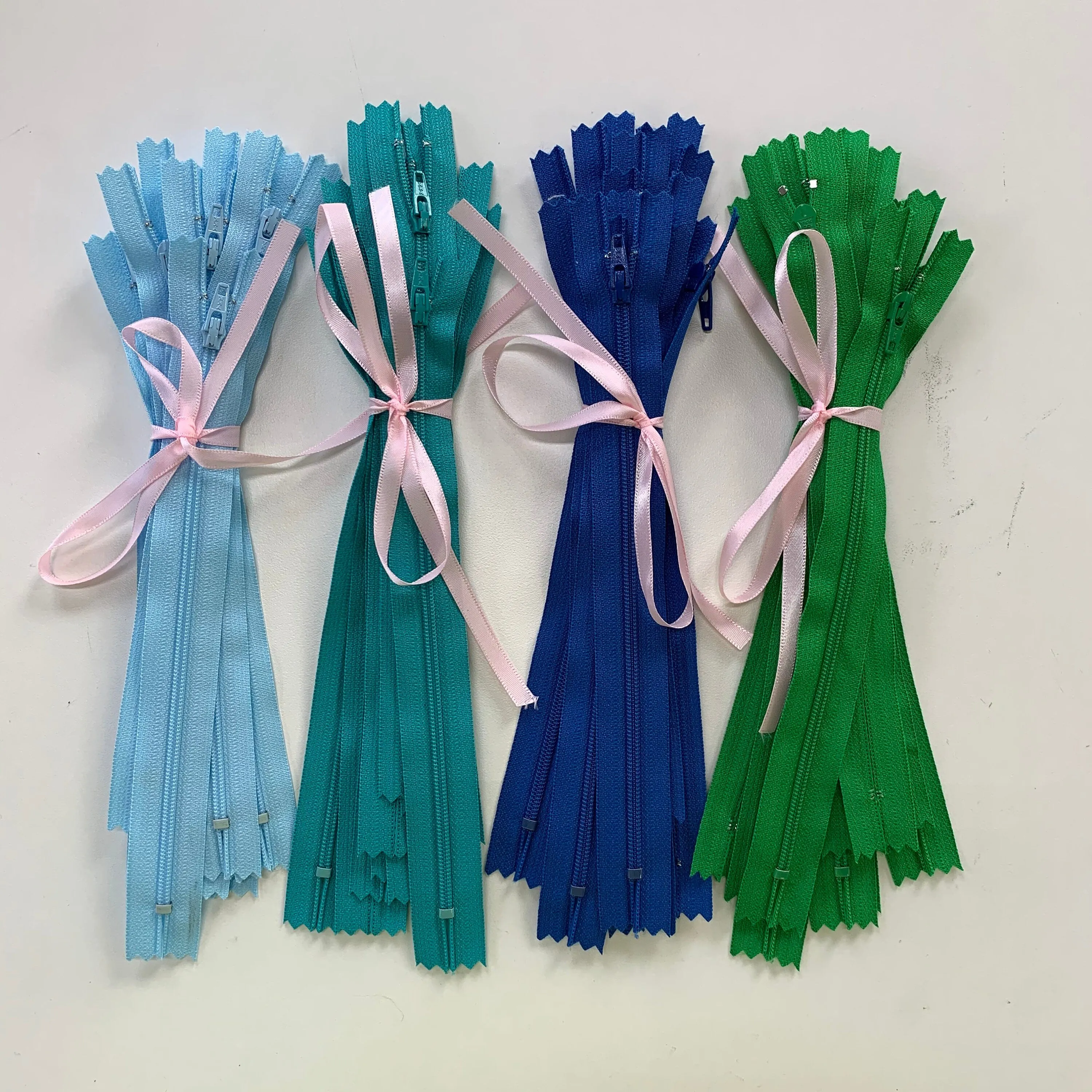 10pc Light Blue YKK nylon zipper