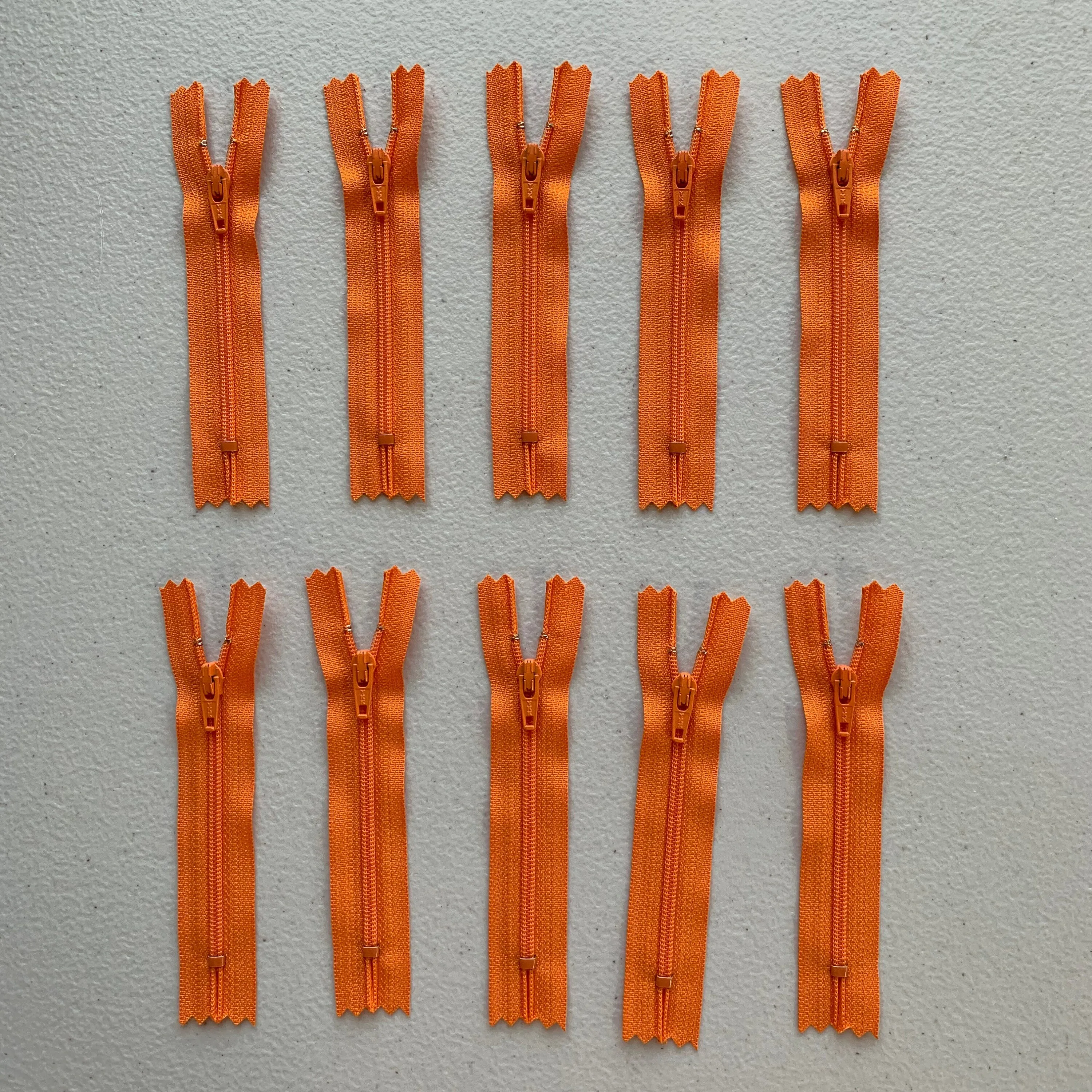 10pc Orange YKK nylon zipper