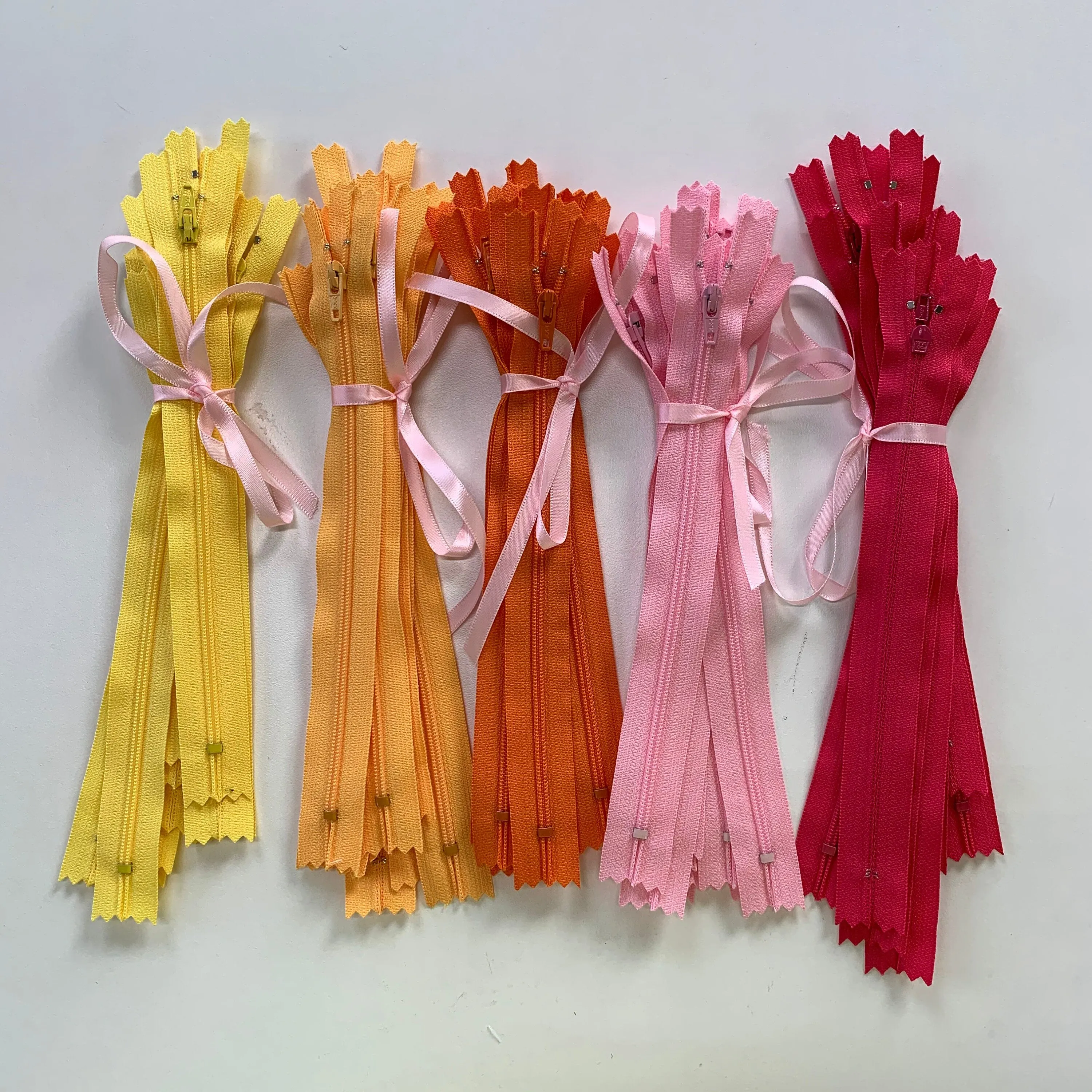 10pc Orange YKK nylon zipper