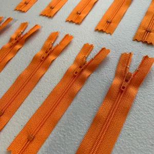 10pc Orange YKK nylon zipper