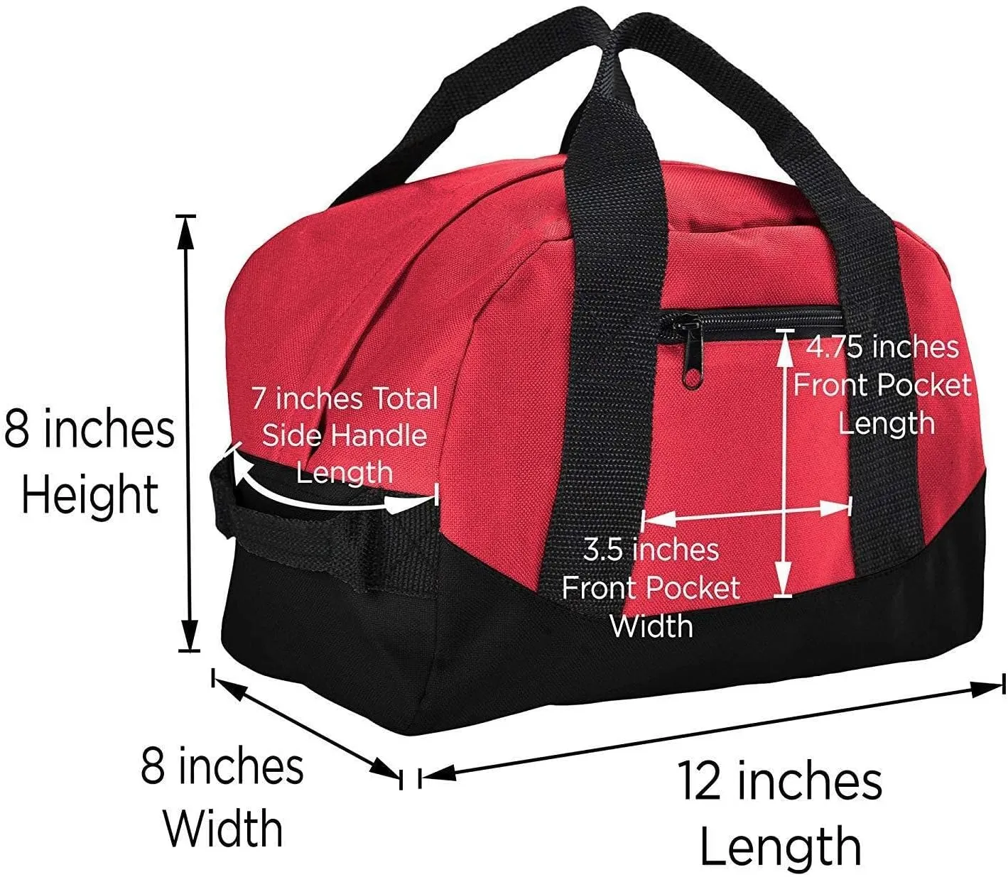 12" Duffel Duffle Travel Sports Gym Bags Mini Carry-on Luggage Small Supply Bag (Red)