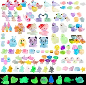 130 Pcs Mini Christmas Resin Animals Kit Luminous Tiny Resin Animals Figurines Accessories for Variety Pack for Garden Micro Landscape Aquarium Potted Dollhouse Decor