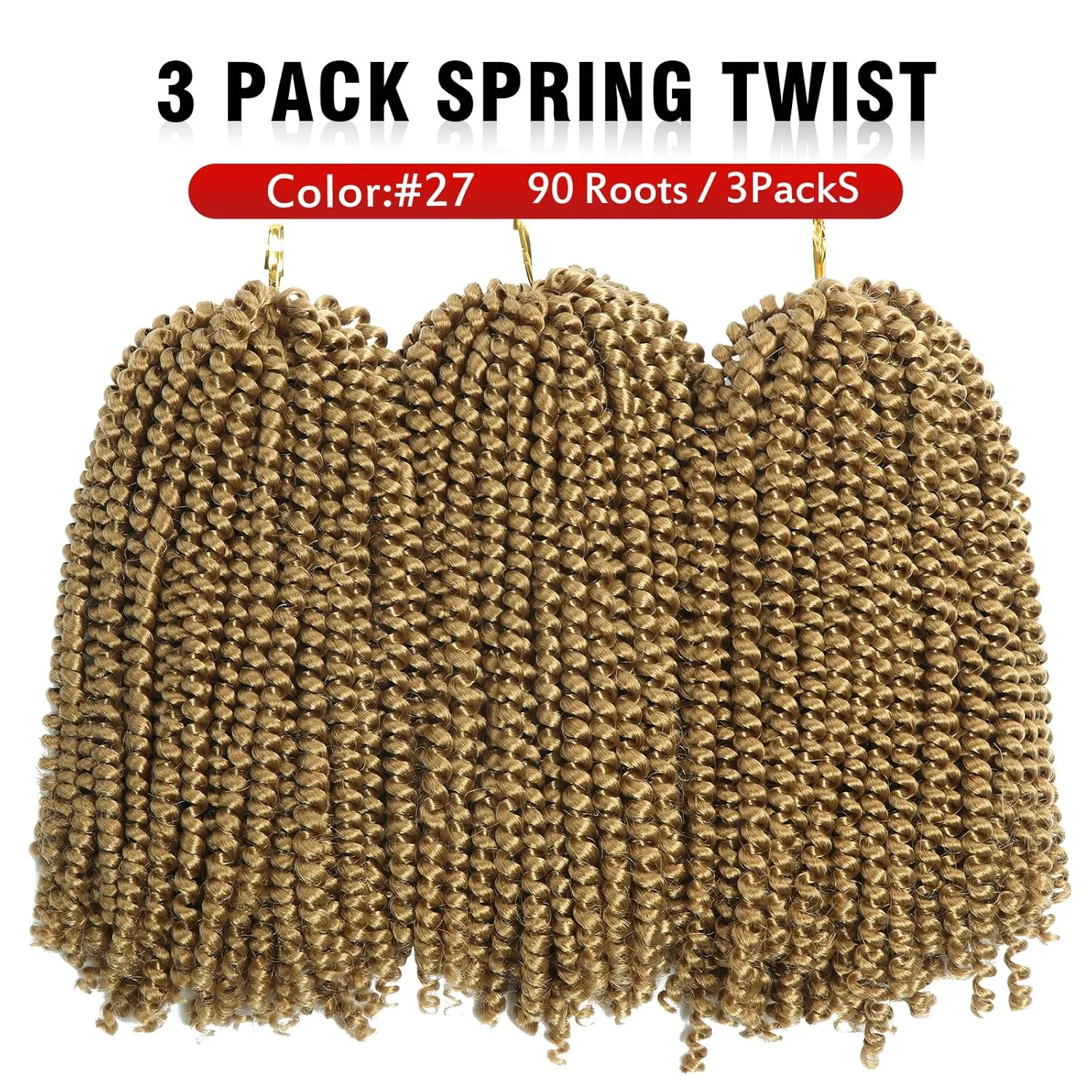 14 Inch Spring Twist Crochet Braids Hair for Butterfly Locs Bomb Twist Crochet Hair Beyond Beauty Ombre Colors Synthetic Fluffy Hair Extension 3 Packs 30 Strands 190g/Pack(14 Inch, #27)