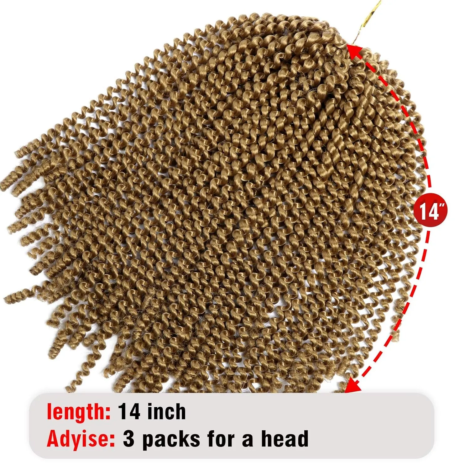 14 Inch Spring Twist Crochet Braids Hair for Butterfly Locs Bomb Twist Crochet Hair Beyond Beauty Ombre Colors Synthetic Fluffy Hair Extension 3 Packs 30 Strands 190g/Pack(14 Inch, #27)