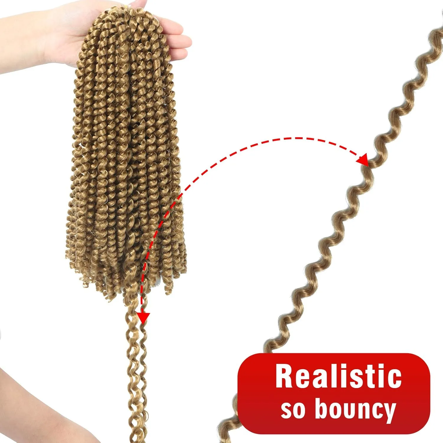 14 Inch Spring Twist Crochet Braids Hair for Butterfly Locs Bomb Twist Crochet Hair Beyond Beauty Ombre Colors Synthetic Fluffy Hair Extension 3 Packs 30 Strands 190g/Pack(14 Inch, #27)