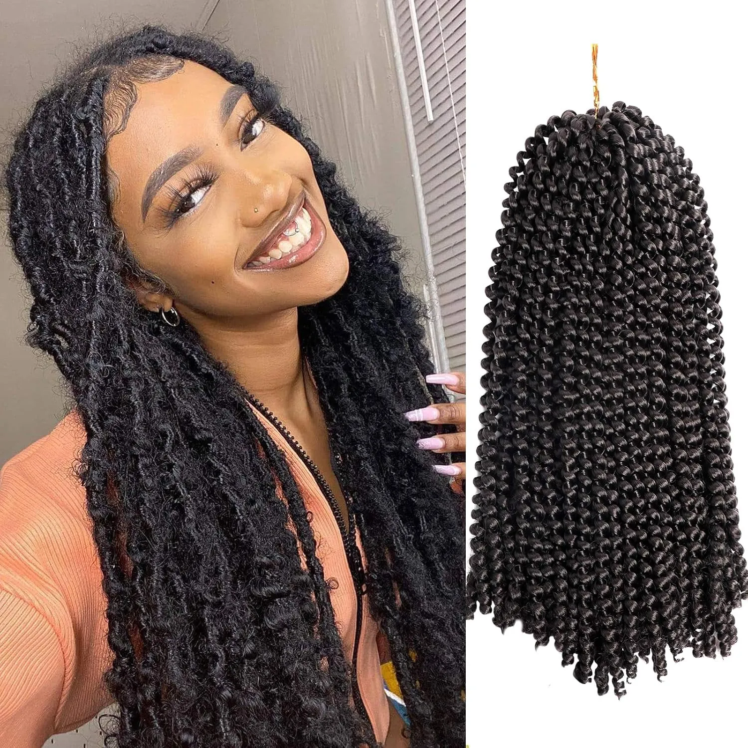 14 Inch Spring Twist Crochet Braids Hair for Butterfly Locs Bomb Twist Crochet Hair Beyond Beauty Ombre Colors Synthetic Fluffy Hair Extension 3 Packs 30 Strands 190g/Pack(14 Inch, #4)