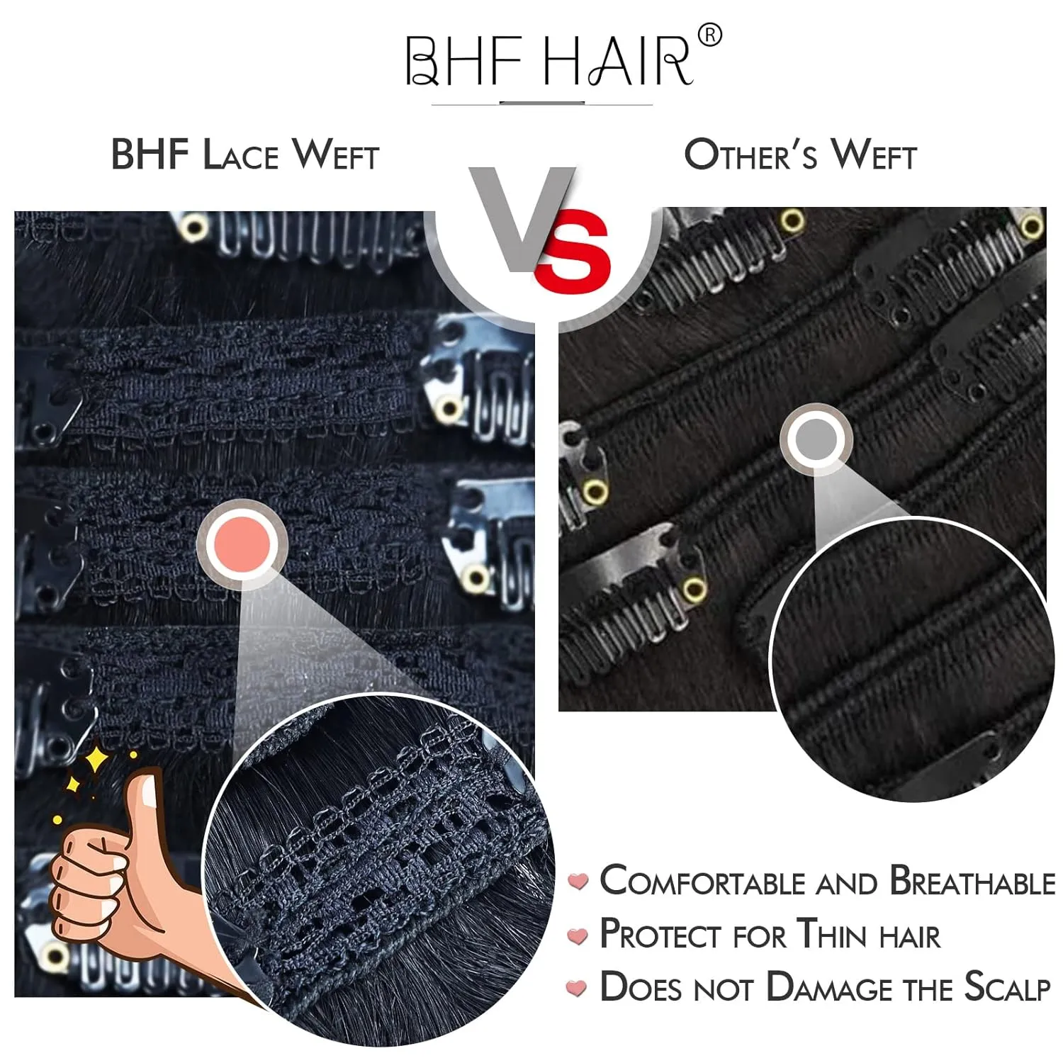 14" Remy Human Hair Clip in Extensions for Women Thick to Ends Jet Black(#1) 6 Pieces 70grams/2.45oz