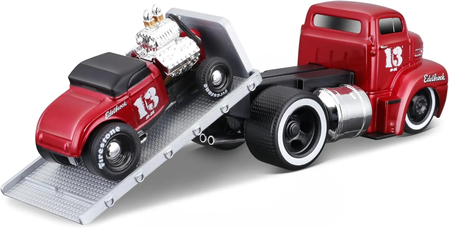 1/64 Scale Top Muscle Transports Series for 1950 Fort COE Flatbed Truck and 1932 Fort Roadster Coupe Diecast Metal Model Car (11540)
