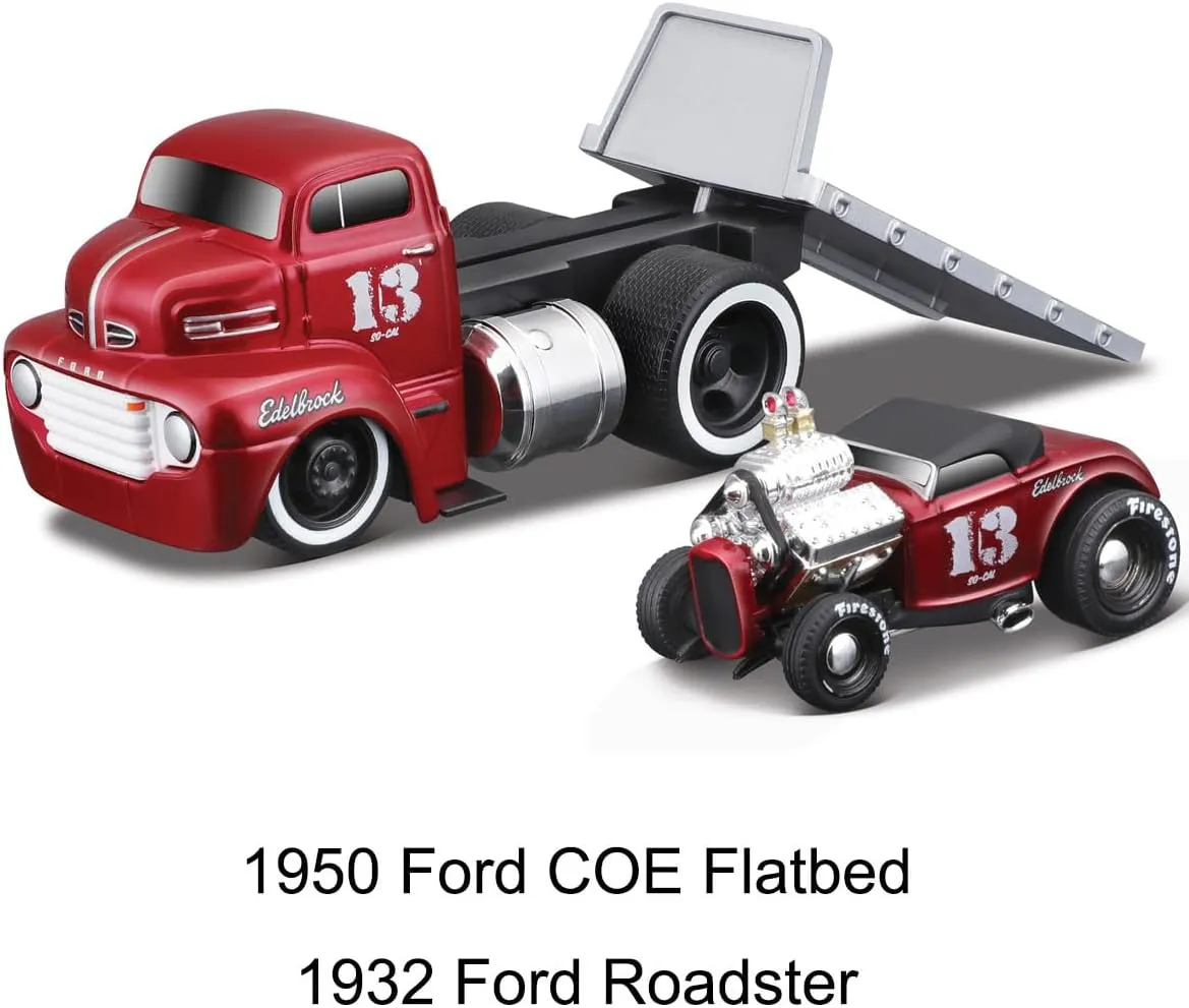 1/64 Scale Top Muscle Transports Series for 1950 Fort COE Flatbed Truck and 1932 Fort Roadster Coupe Diecast Metal Model Car (11540)