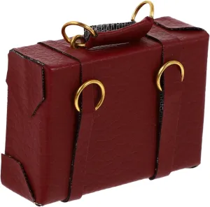 1pc Dollhouse Suitcase Mini Decor Tiny Trunk Luggage Miniature Bags Mini Suitcase Retro Home Decor Vintage Home Decor Vintage Suitcase Miniature Leather Bags Red Artificial Leather