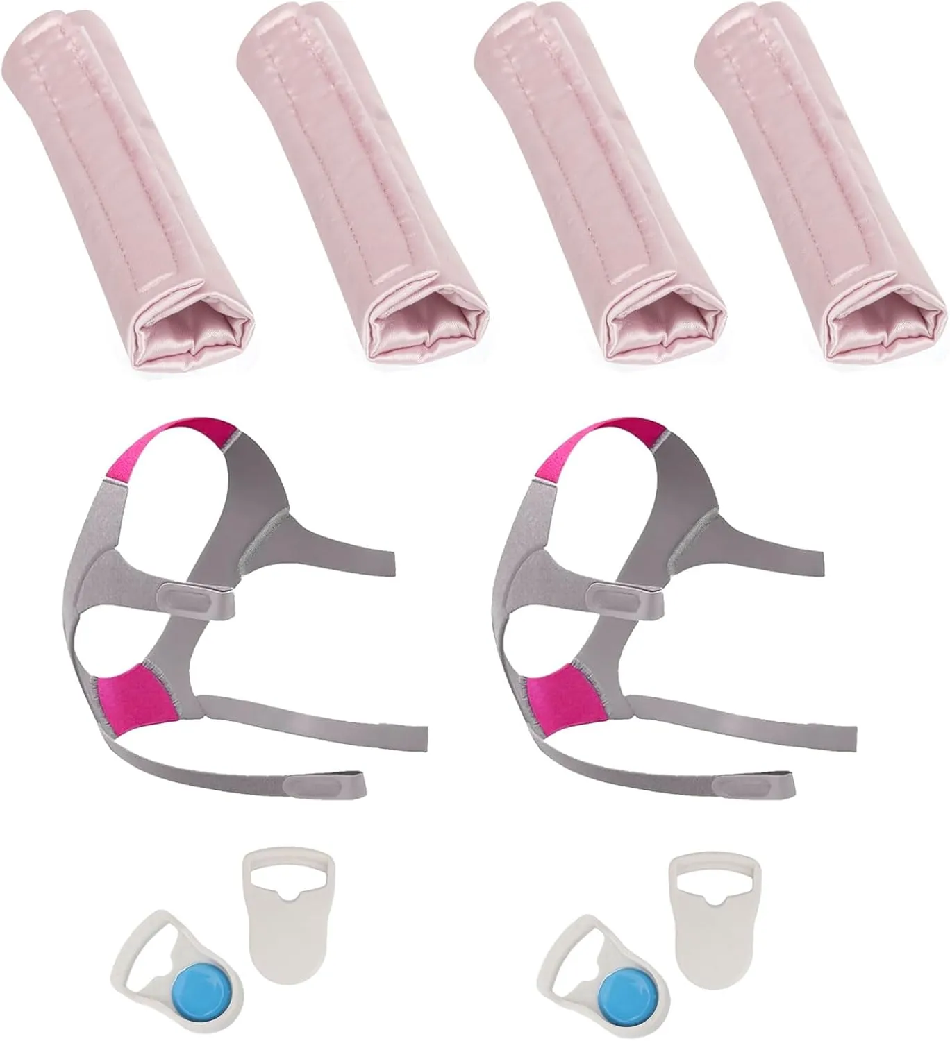 2 Packs Replacement Headgear Strap Compatible with AirFit N20 Nasal Pillow CPAP Mask with 4 Clips 4 Packs Satin Strap Covers for Reducing Red Marks