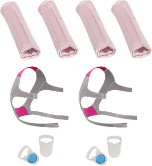 2 Packs Replacement Headgear Strap Compatible with AirFit N20 Nasal Pillow CPAP Mask with 4 Clips 4 Packs Satin Strap Covers for Reducing Red Marks
