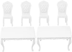 2 Sets Mini Table Chair Set Table Chairs Chic Dollhouse Furniture for Playhouse Decor and Mini House Supplies for Childrens Plaything