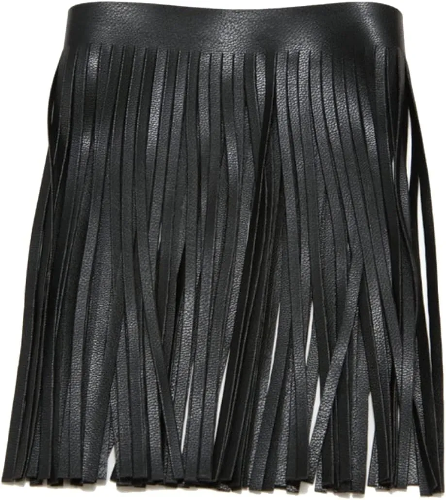 2 Yards PU Leather Fringe Trim 6 Inch Sewing Tassel Trim for DIY Craft Clothing Handbag Sewing Craft Embellishment Decoration Black