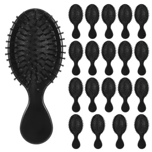 20 Pack Mini Hair Brushes Bulk, Mini Hair Brush Individually Wrapped, Soft Bristles Adds Shine, Scalp Massage and Detangling, Safe for All Hair Types Extensions, Wigs(Bright Black)