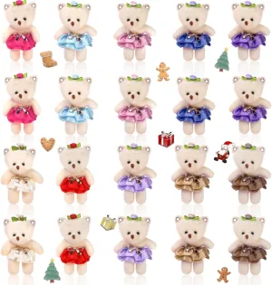 20 Pieces Mini Plush Bears, 4.4 Inch Small Stuffed Bear Bulk, Multicolor Soft Bears Doll, Birthday, Wedding, Party Favors, Decorations