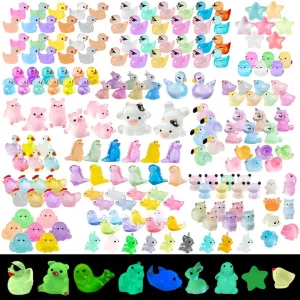 200 Pcs Mini Dairy Cow Resin Animals Kit Luminous Tiny Resin Animals Figurines Accessories for Variety Pack for Garden Micro Landscape Aquarium Potted Dollhouse Decor