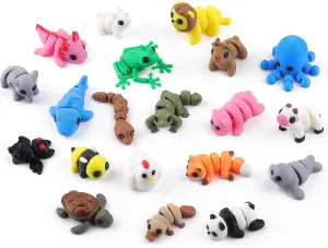 20Pcs Animal Mini Set, 3D Printed Little Animals Figures Toy Set, 3D Printed Stress Toys Animal Articulated Flexible Mini Fidget Toys Home Class Prize Birthday Party Favors