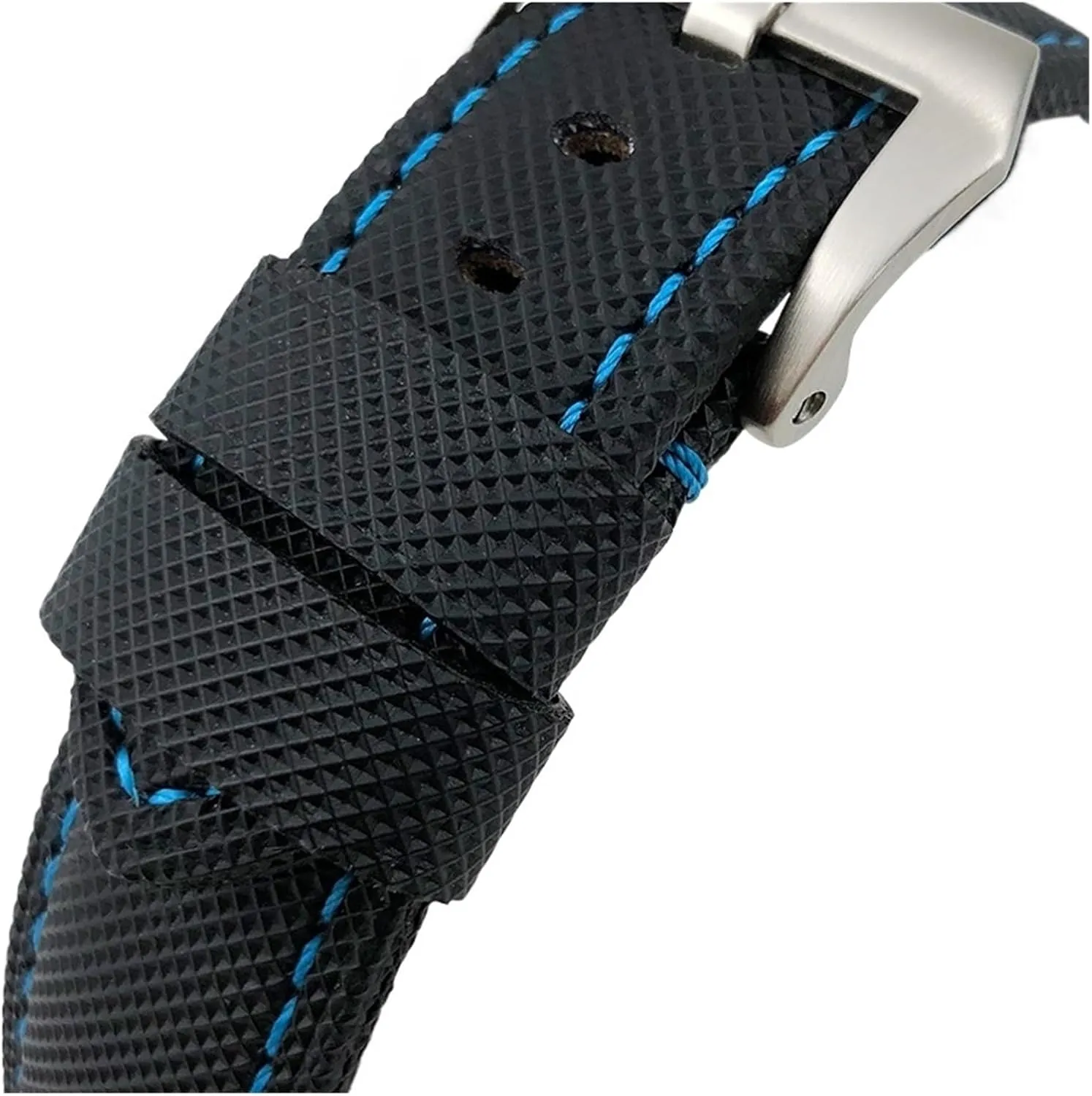 22mm 24mm 26mm Top Nylon Canvas Leather Watch Strap Compatible with Panerai Watchband pam01661/00441 Wrist Band Bracelet Accessories(Black White Silver,24mm)