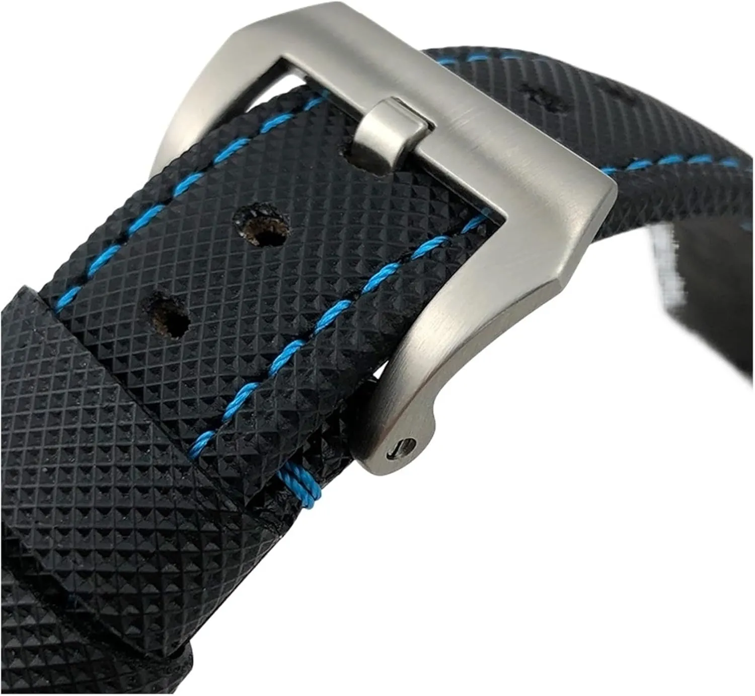 22mm 24mm 26mm Top Nylon Canvas Leather Watch Strap Compatible with Panerai Watchband pam01661/00441 Wrist Band Bracelet Accessories(Black White Silver,24mm)