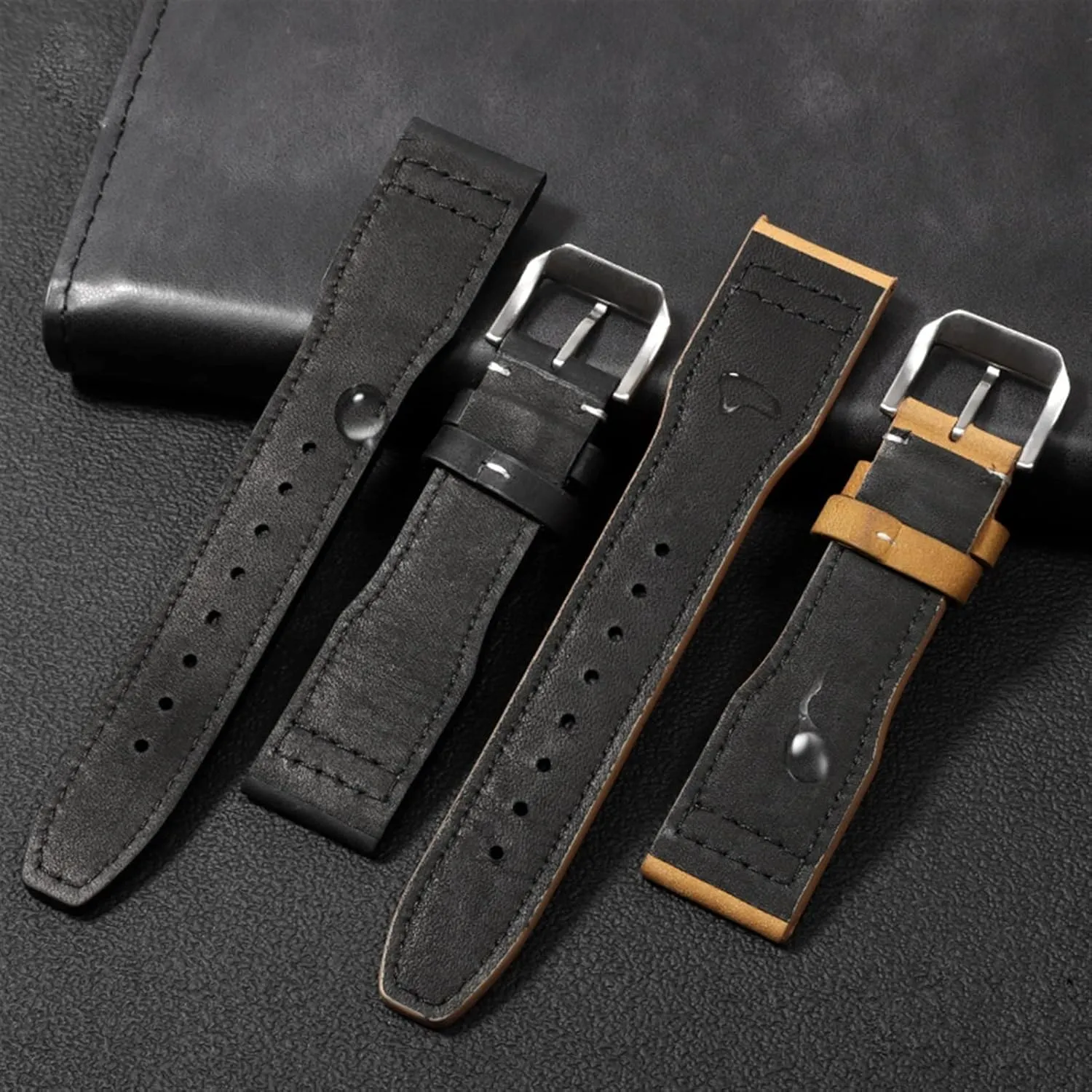 22mm The Top Leather Watch Band for IWC IW326201 / IW377701 Big Pilot Series Genuine Leather Watch Strap