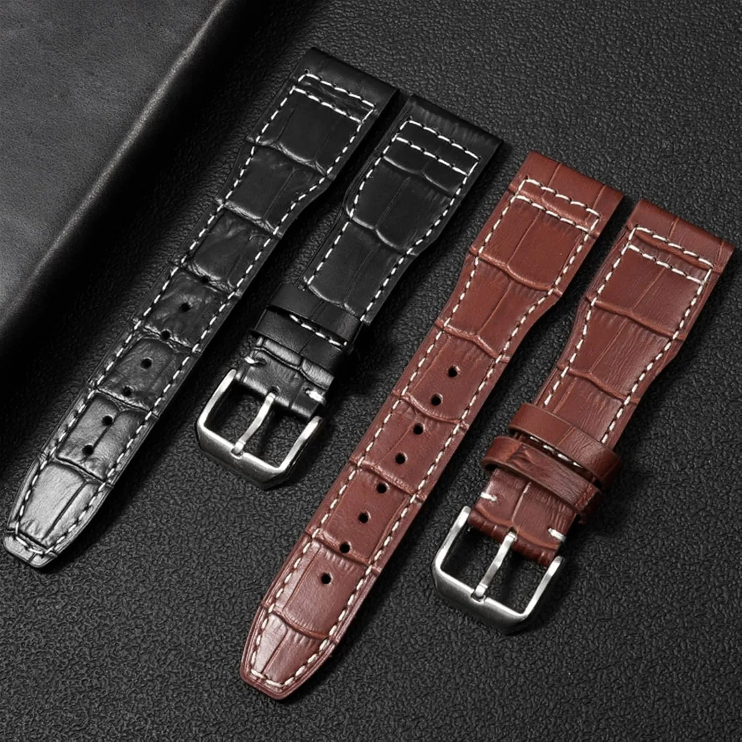 22mm The Top Leather Watch Band for IWC IW326201 / IW377701 Big Pilot Series Genuine Leather Watch Strap