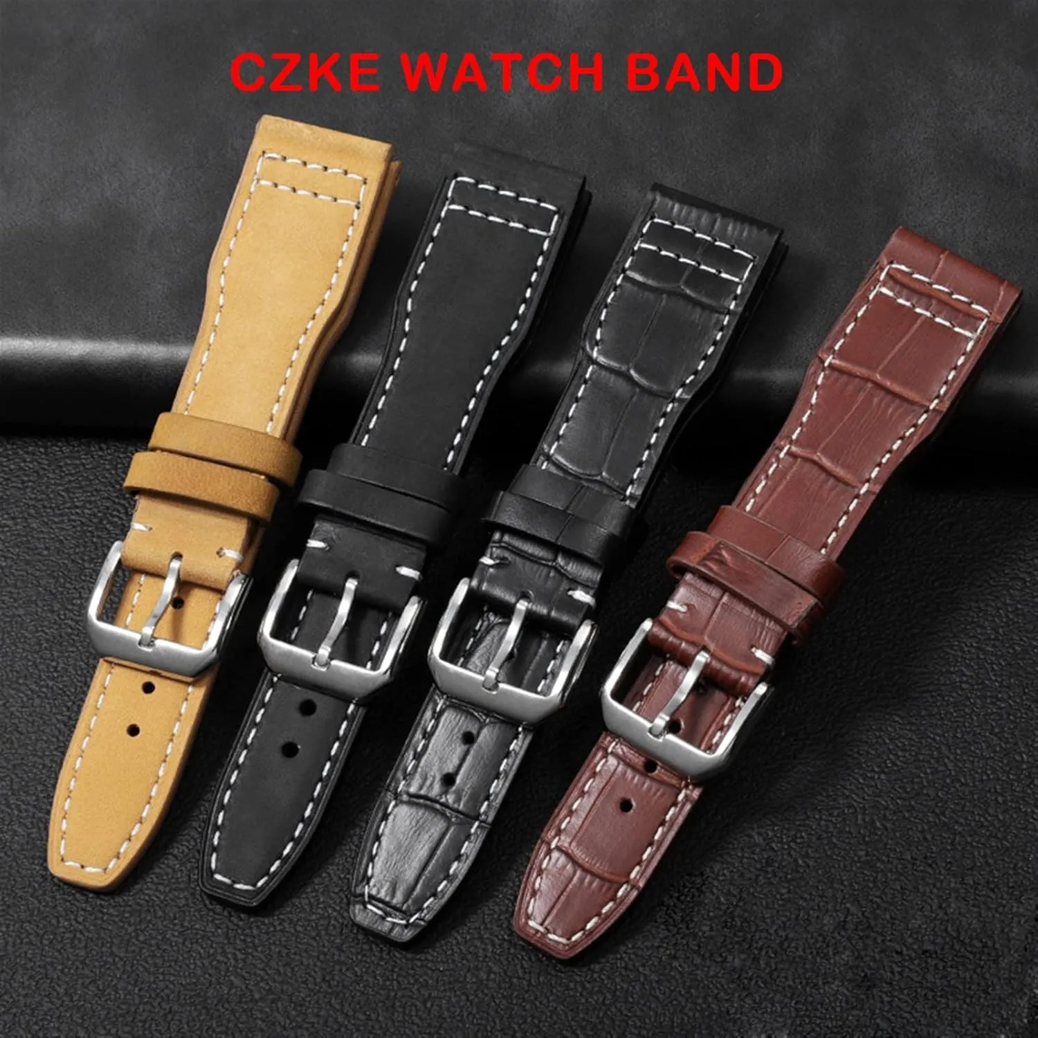 22mm The Top Leather Watch Band for IWC IW326201 / IW377701 Big Pilot Series Genuine Leather Watch Strap