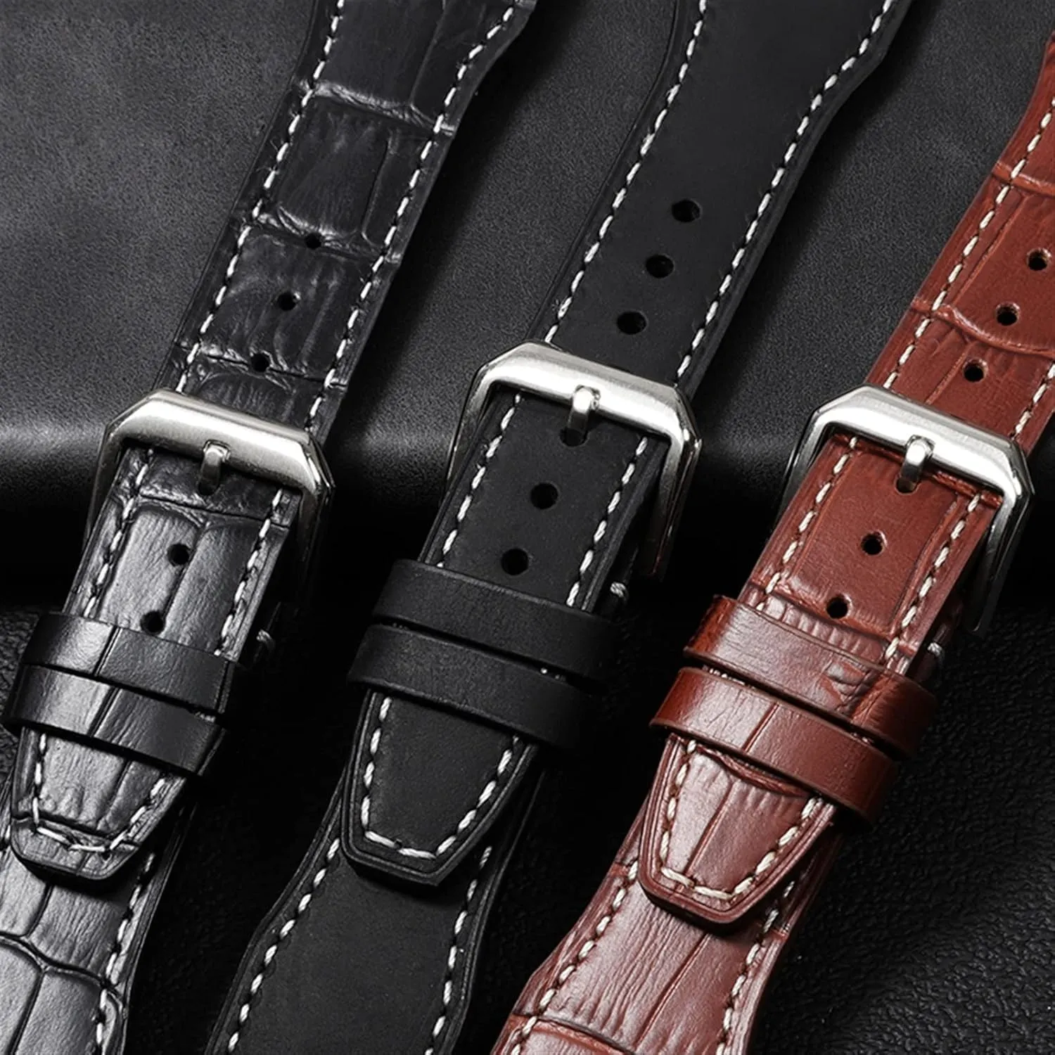 22mm The Top Leather Watch Band for IWC IW326201 / IW377701 Big Pilot Series Genuine Leather Watch Strap