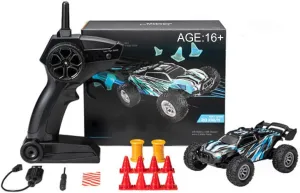 2.4G RC Mini Drift Off-Road Vehicle, 1/32 Scale Top Speed 20KM/H RC High-Speed Electric All Terrain Off Road Truck Remote Control Car for Boys Adults - RTR Version/Blue