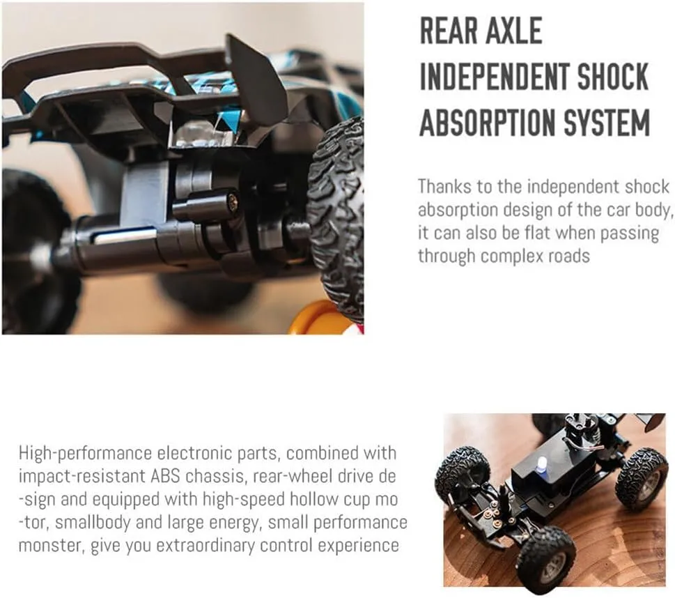 2.4G RC Mini Drift Off-Road Vehicle, 1/32 Scale Top Speed 20KM/H RC High-Speed Electric All Terrain Off Road Truck Remote Control Car for Boys Adults - RTR Version/Blue