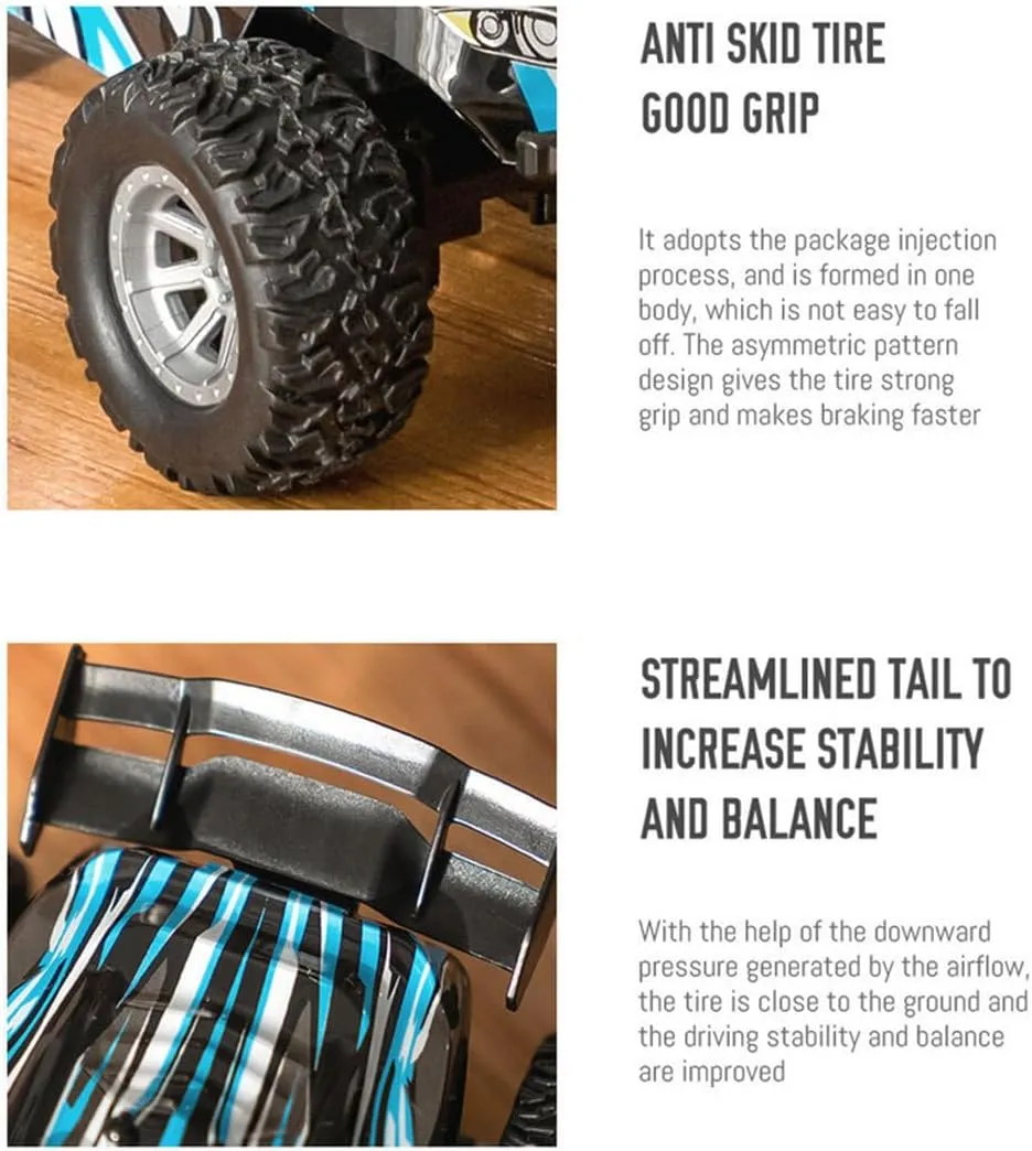 2.4G RC Mini Drift Off-Road Vehicle, 1/32 Scale Top Speed 20KM/H RC High-Speed Electric All Terrain Off Road Truck Remote Control Car for Boys Adults - RTR Version/Blue