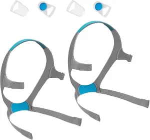 2PACK Fits Resmed AirFit F20 with magnetic clip, replacement headband, compatible with Resmed Aritouch Mask F20 - Soft plush straps for optimal fit and flexibility (Large), Blue