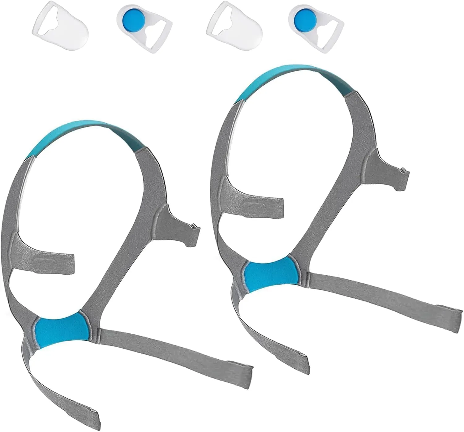2PACK Fits Resmed AirFit F20 with magnetic clip, replacement headband, compatible with Resmed Aritouch Mask F20 - Soft plush straps for optimal fit and flexibility (Large), Blue