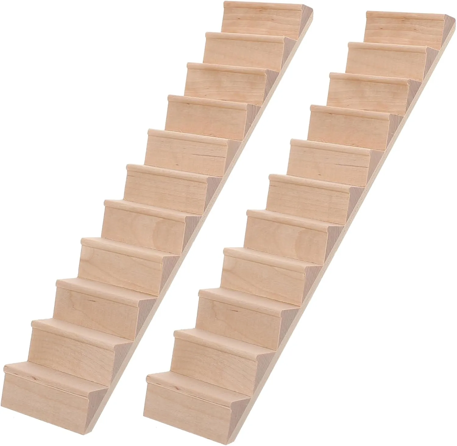 2Pcs House Wooden Staircase Accessory Miniature Stairs Without Handrail for Dollhouse and Model Scenery