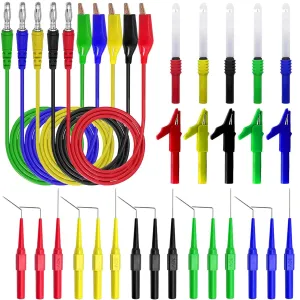 31PCS Back Probe Kit, Banana Plug to Copper Alligator Clips Test Leads Kit with Alligator Clips, Wire Piercing Probes Set, 4mm Banana Plug Adapter for for Car Repairing Automotive Diagnostic