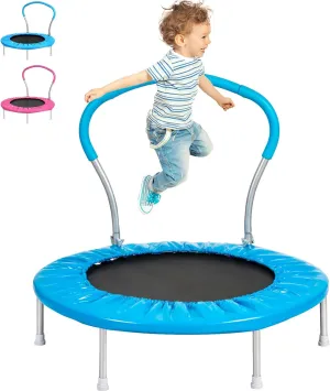 36 Inch Kids Trampoline: Mini Trampoline with Handle Indoor Outdoor Use, Toddler Small Fitness Rebounder