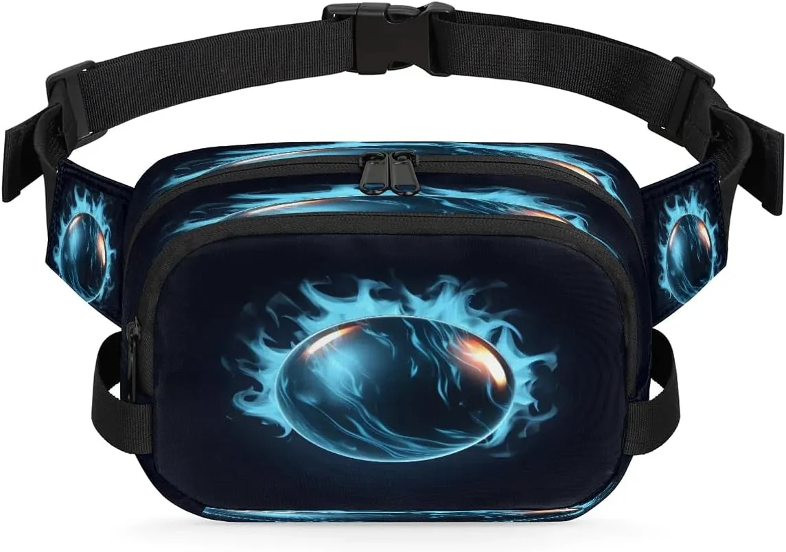 3D Tennis Print Men's and Women's Waist Pack Crossbody Illuminated Tennis Ball Waist Pack Running Strap, Adjustable Shoulder Strap - For Hiking and Running Exercise Fitness
