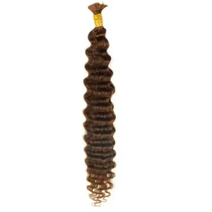 #4 Dark Brown Deep Wave Bulk Human Hair for Braiding