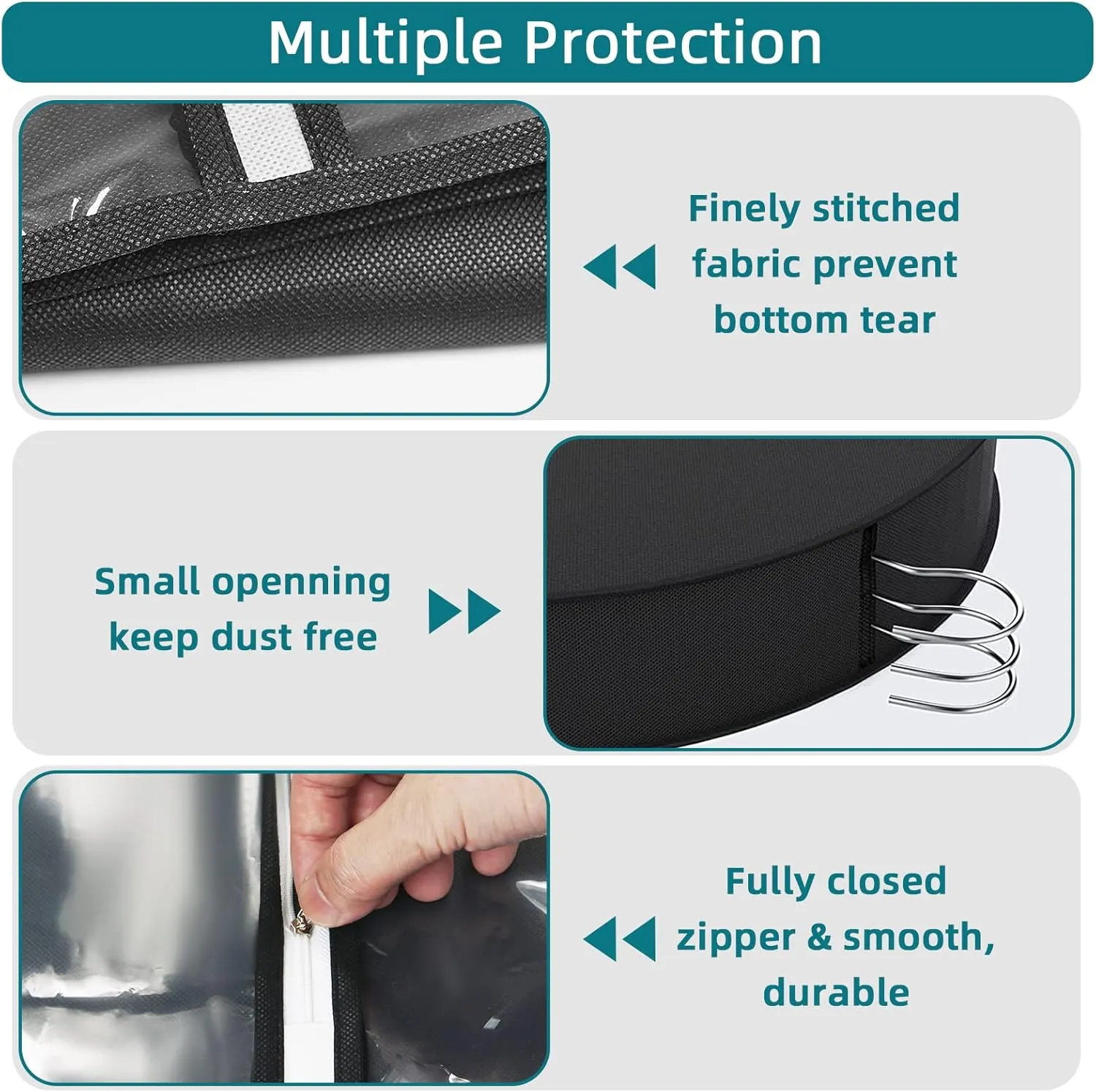 40" Clear Garment Bags with 4" Gussetes,Clothing Storage Bags for Coat, Dress, Jacket,Shirts,Moth Proof Suits Bags for Closet Storage Travel,5 Packs,Black