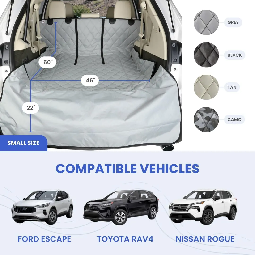 4Knines SUV Cargo Liner, Trunk Protector for Vehicles, Durable Cargo Mat for SUV, Compatible with 60/40 Split Seats & Armrest Pass-Through, Waterproof, Easy to Clean, Non-Slip - Small Size, Tan