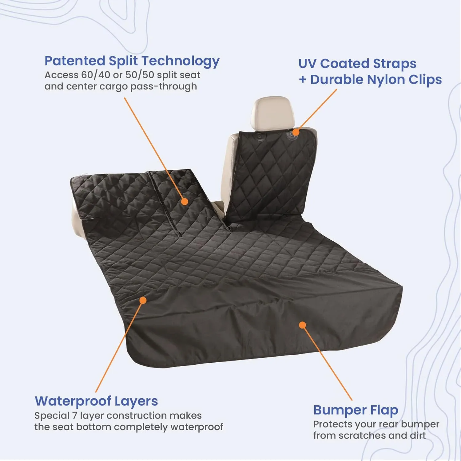 4Knines SUV Cargo Liner, Trunk Protector for Vehicles, Durable Cargo Mat for SUV, Compatible with 60/40 Split Seats & Armrest Pass-Through, Waterproof, Easy to Clean, Non-Slip - Small Size, Tan